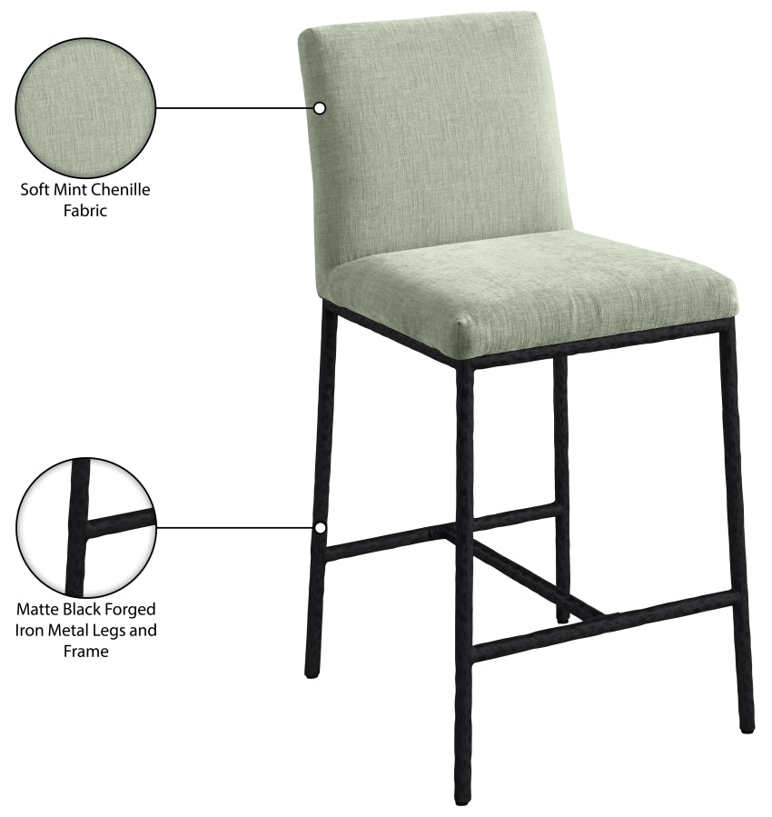 Reeves Chenille Fabric Upholstered Counter Stool — 11060-C - Mint - 11060Mint-C Infographic