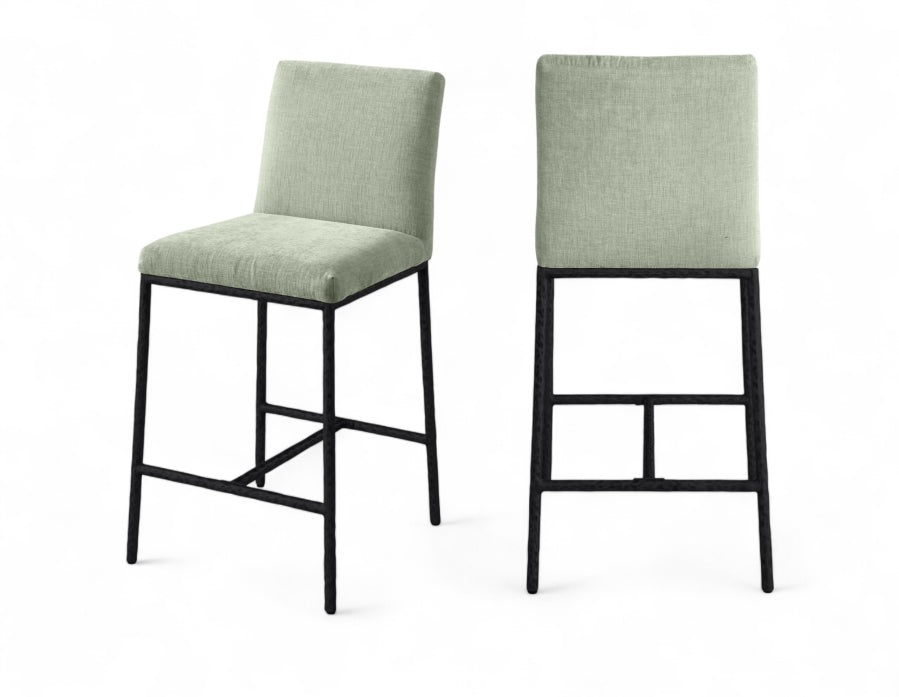 Reeves Chenille Fabric Upholstered Counter Stool — 11060-C - Mint - 11060Mint-C Double Chair