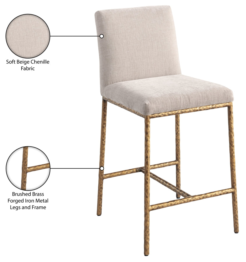 Reeves Chenille Fabric Upholstered Counter Stool — 11070-C - Beige - 11070Beige-C Infographic