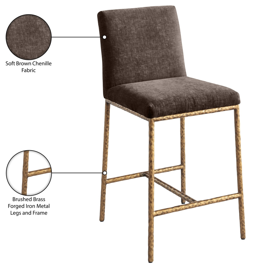 Reeves Chenille Fabric Upholstered Counter Stool — 11070-C - Brown - 11070Brown-C Infographic