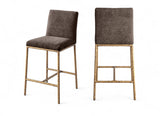 Reeves Chenille Fabric Upholstered Counter Stool — 11070-C - Brown - 11070Brown-C Double Chair
