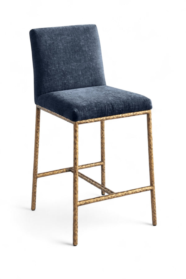 Reeves Chenille Fabric Upholstered Counter Stool — 11070-C - Blue - 11070Navy-C