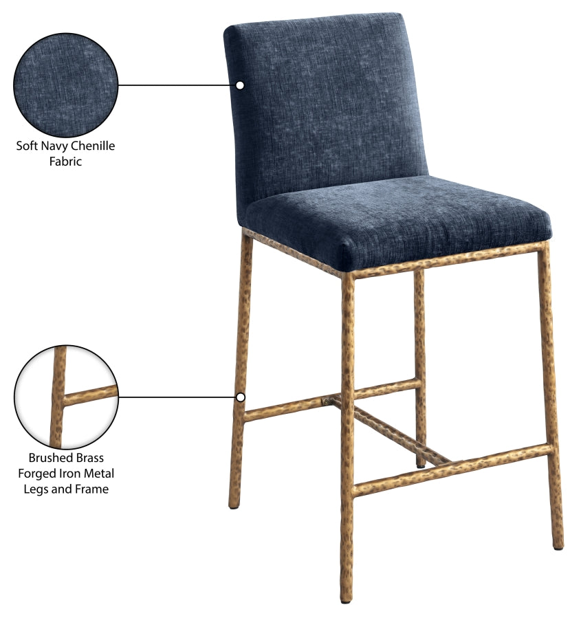 Reeves Chenille Fabric Upholstered Counter Stool — 11070-C - Blue - 11070Navy-C Infographic