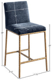 Reeves Chenille Fabric Upholstered Counter Stool — 11070-C - Blue - 11070Navy-C Dim