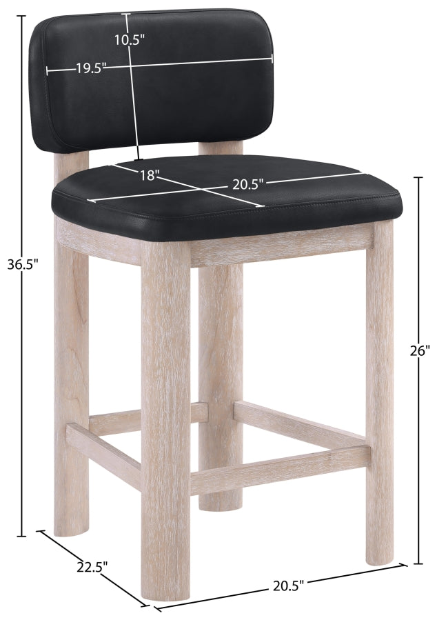 Paloma Vegan Leather Upholstered Counter Stool — 88054-C - Black - 88054Black-C Dim