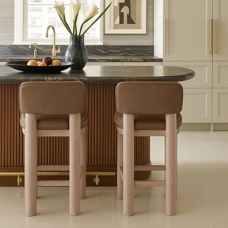 Paloma Vegan Leather Upholstered Counter Stool — 88054-C - Brown - 88054Brown-C alternate view 1