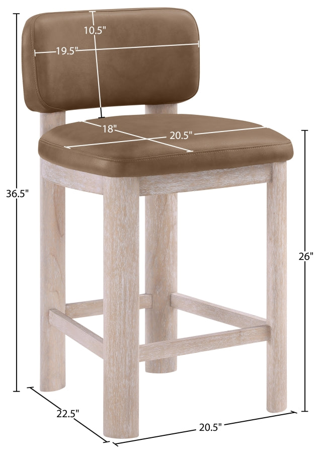 Paloma Vegan Leather Upholstered Counter Stool — 88054-C - Brown - 88054Brown-C Dim