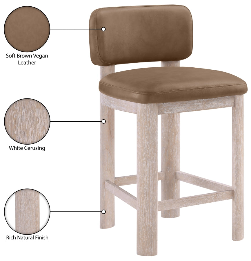 Paloma Vegan Leather Upholstered Counter Stool — 88054-C - Brown - 88054Brown-C Infographic