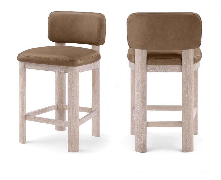 Paloma Vegan Leather Upholstered Counter Stool — 88054-C - Brown - 88054Brown-C Double Chair