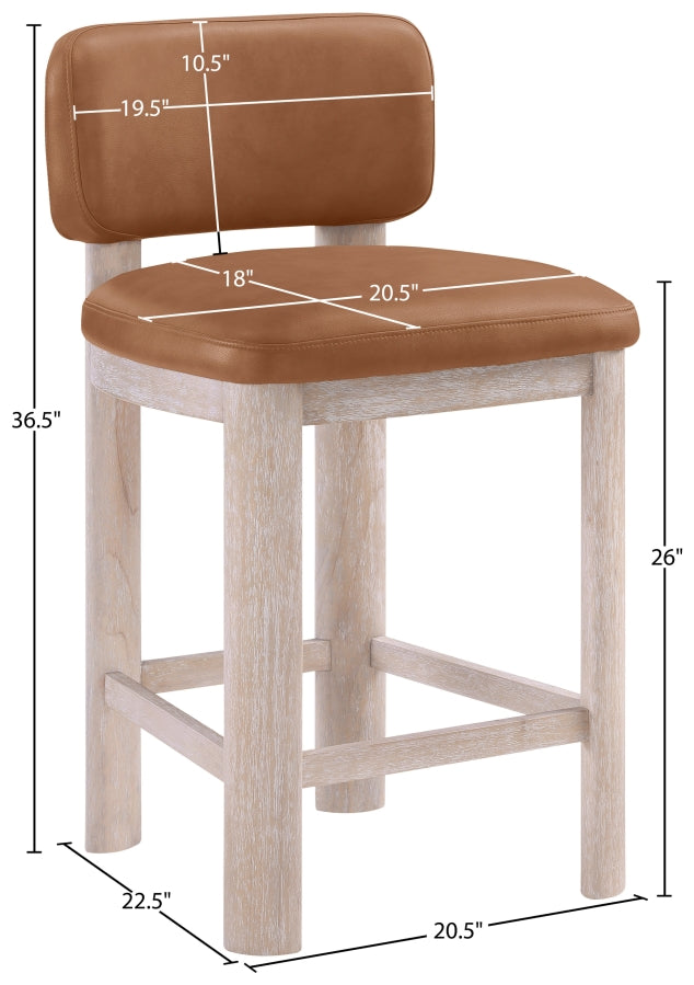 Paloma Vegan Leather Upholstered Counter Stool — 88054-C - Cognac - 88054Cognac-C Dim
