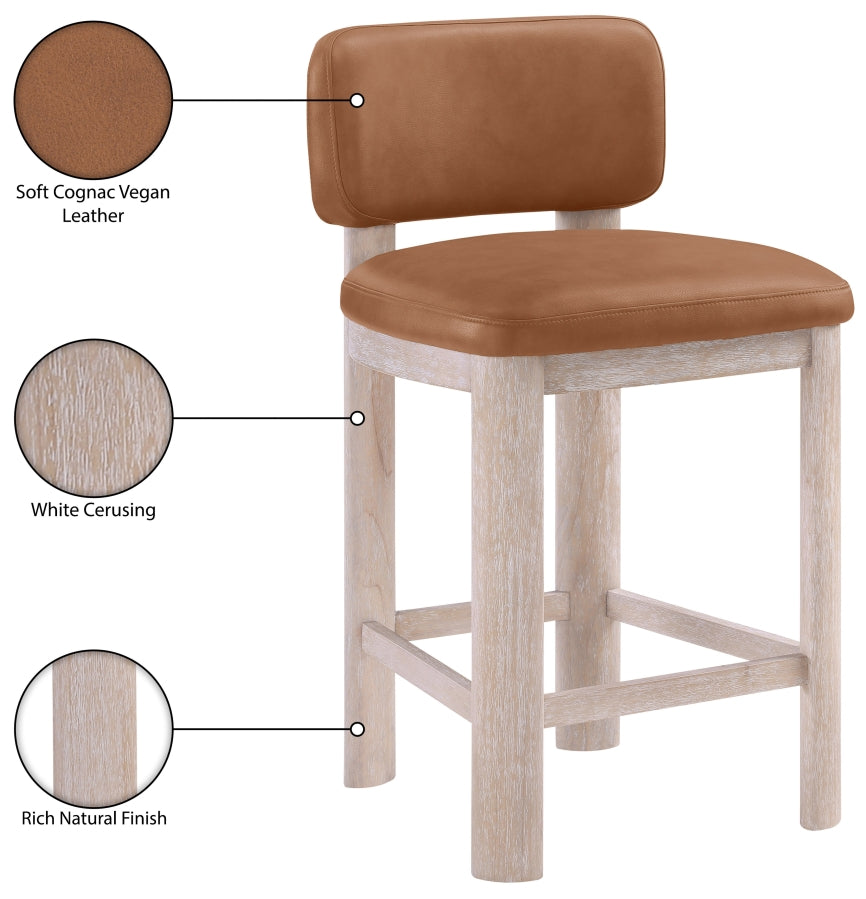 Paloma Vegan Leather Upholstered Counter Stool — 88054-C - Cognac - 88054Cognac-C Infographic