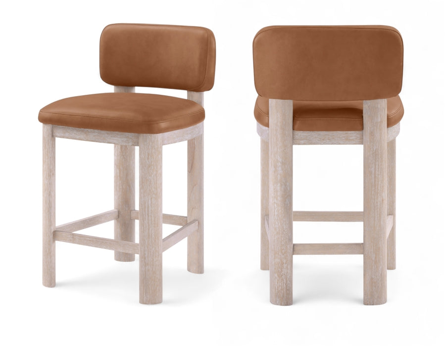 Paloma Vegan Leather Upholstered Counter Stool — 88054-C - Cognac - 88054Cognac-C Double Chair