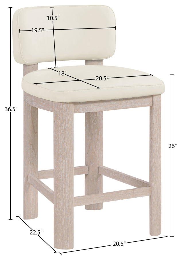 Paloma Vegan Leather Upholstered Counter Stool — 88054-C - Cream - 88054Cream-C Dim