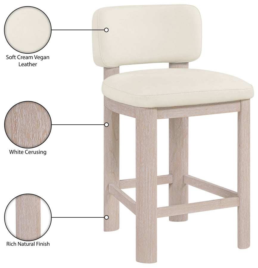 Paloma Vegan Leather Upholstered Counter Stool — 88054-C - Cream - 88054Cream-C Infographic