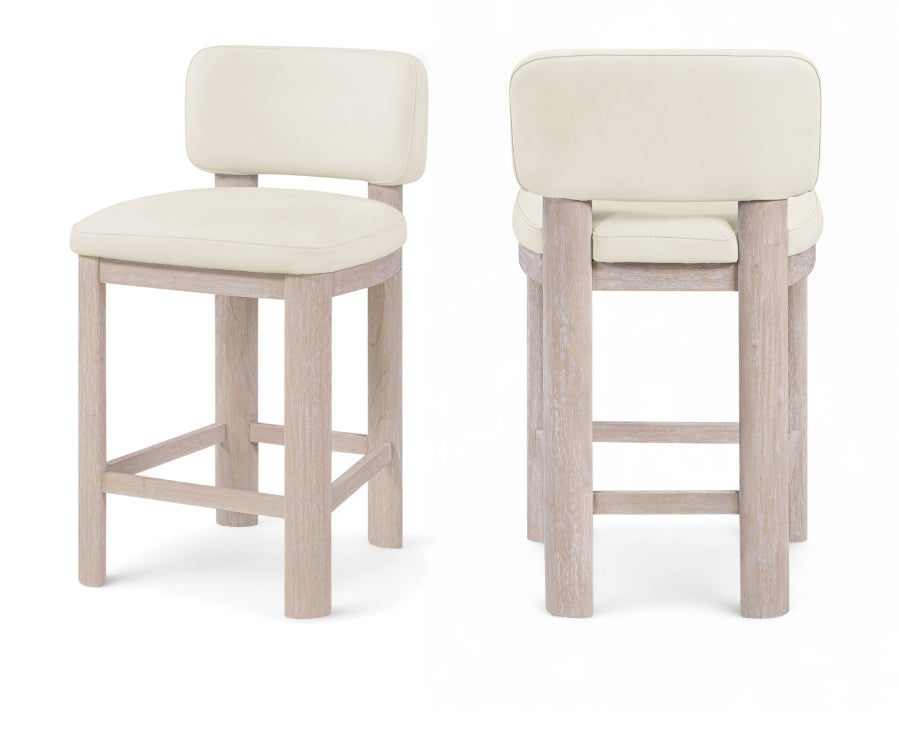 Paloma Vegan Leather Upholstered Counter Stool — 88054-C - Cream - 88054Cream-C Double Chair