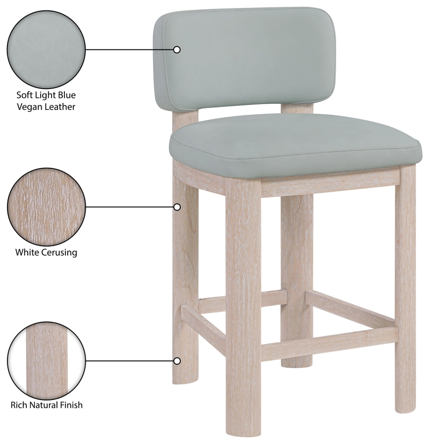 Paloma Vegan Leather Upholstered Counter Stool — 88054-C - Light Blue - 88054LtBlu-C Infographic