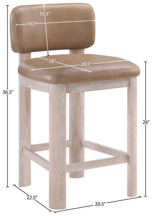 Paloma Vegan Leather Upholstered Counter Stool — 88054-C - Tan - 88054Tan-C Dim