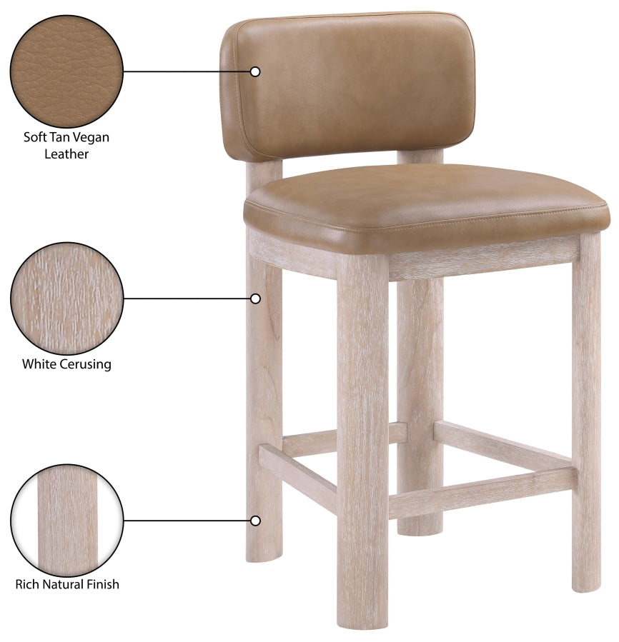 Paloma Vegan Leather Upholstered Counter Stool — 88054-C - Tan - 88054Tan-C Infographic