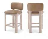 Paloma Vegan Leather Upholstered Counter Stool — 88054-C - Tan - 88054Tan-C Double Chair
