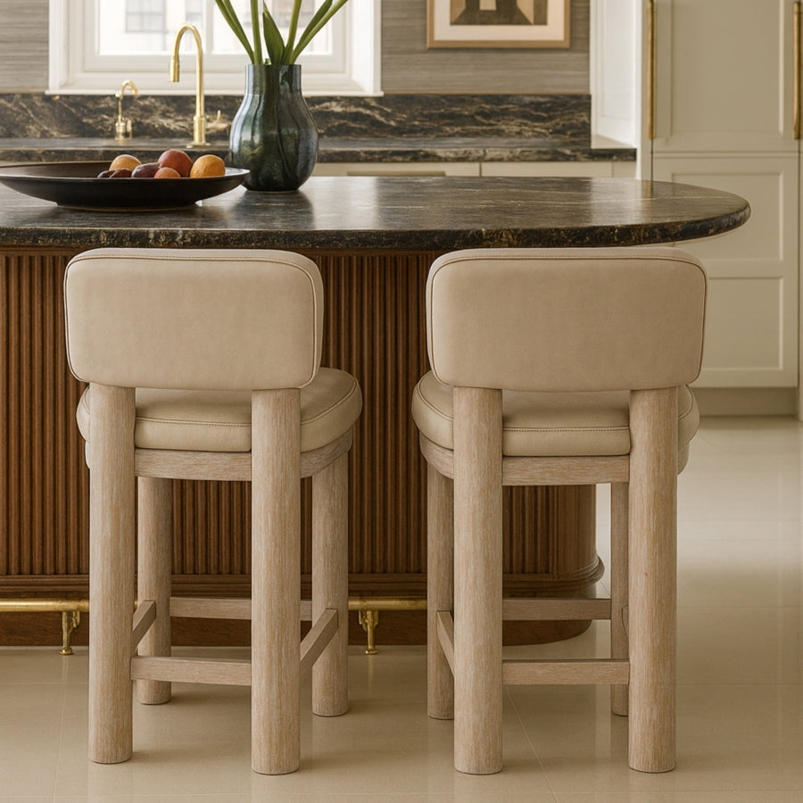 Paloma Vegan Leather Upholstered Counter Stool — 88054-C - Taupe - 88054Taupe-C alternate view 1