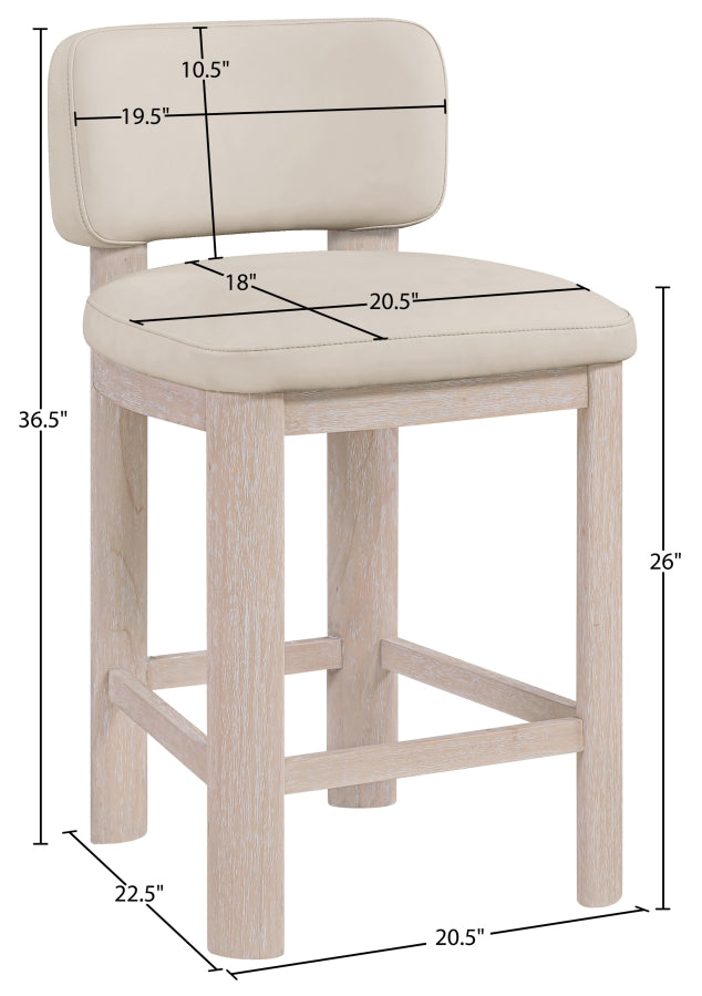 Paloma Vegan Leather Upholstered Counter Stool — 88054-C - Taupe - 88054Taupe-C Dim