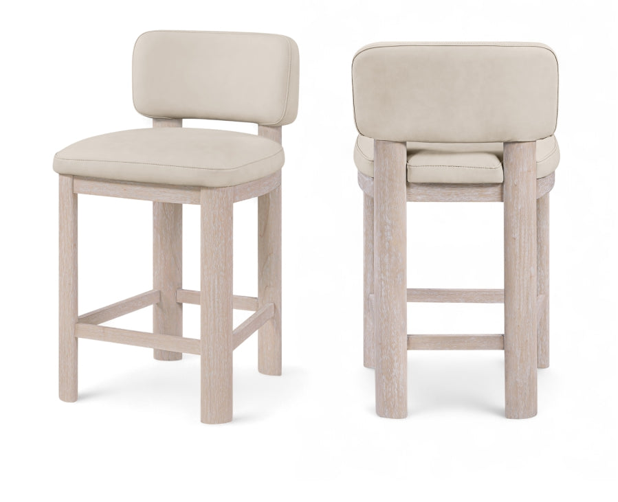 Paloma Vegan Leather Upholstered Counter Stool — 88054-C - Taupe - 88054Taupe-C Double Chair