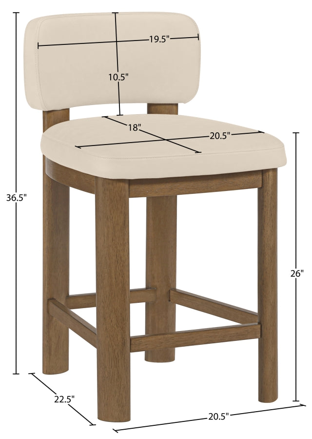 Paloma Vegan Leather Upholstered Counter Stool — 88055-C - Beige - 88055Beige-C Dim
