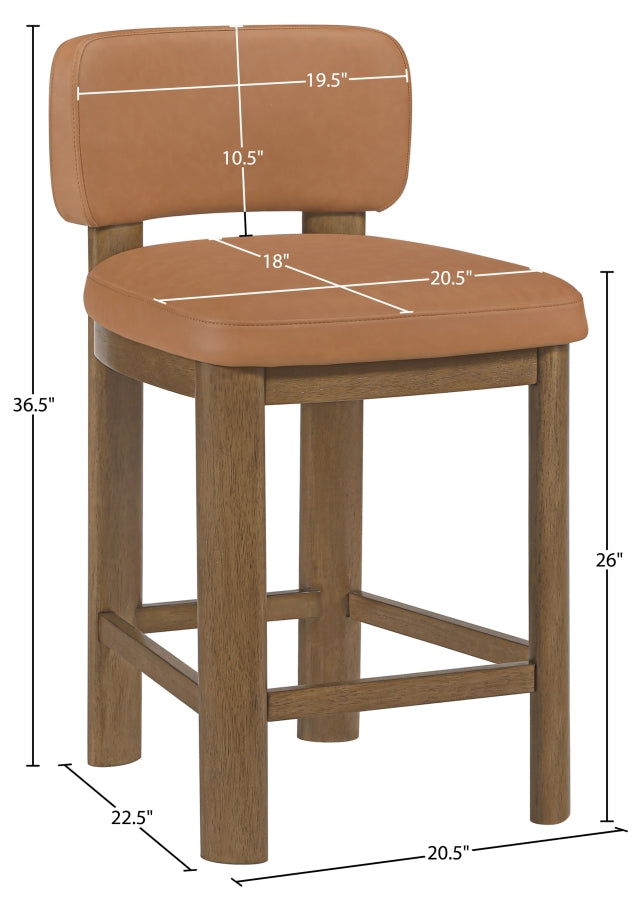 Paloma Vegan Leather Upholstered Counter Stool — 88055-C - Cognac - 88055Cognac-C Dim