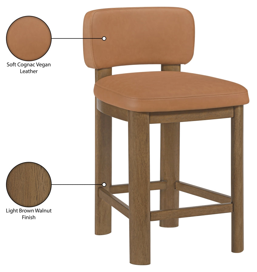 Paloma Vegan Leather Upholstered Counter Stool — 88055-C - Cognac - 88055Cognac-C Infographic