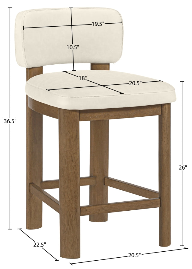 Paloma Vegan Leather Upholstered Counter Stool — 88055-C - Cream - 88055Cream-C Dim