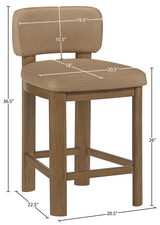 Paloma Vegan Leather Upholstered Counter Stool — 88055-C - Tan - 88055Tan-C Dim