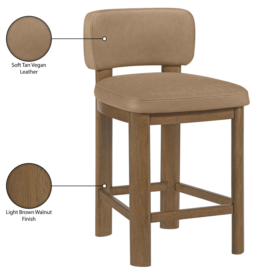 Paloma Vegan Leather Upholstered Counter Stool — 88055-C - Tan - 88055Tan-C Infographic