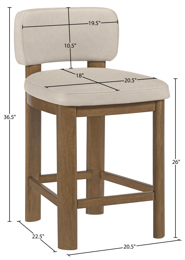 Paloma Vegan Leather Upholstered Counter Stool — 88055-C - Taupe - 88055Taupe-C Dim
