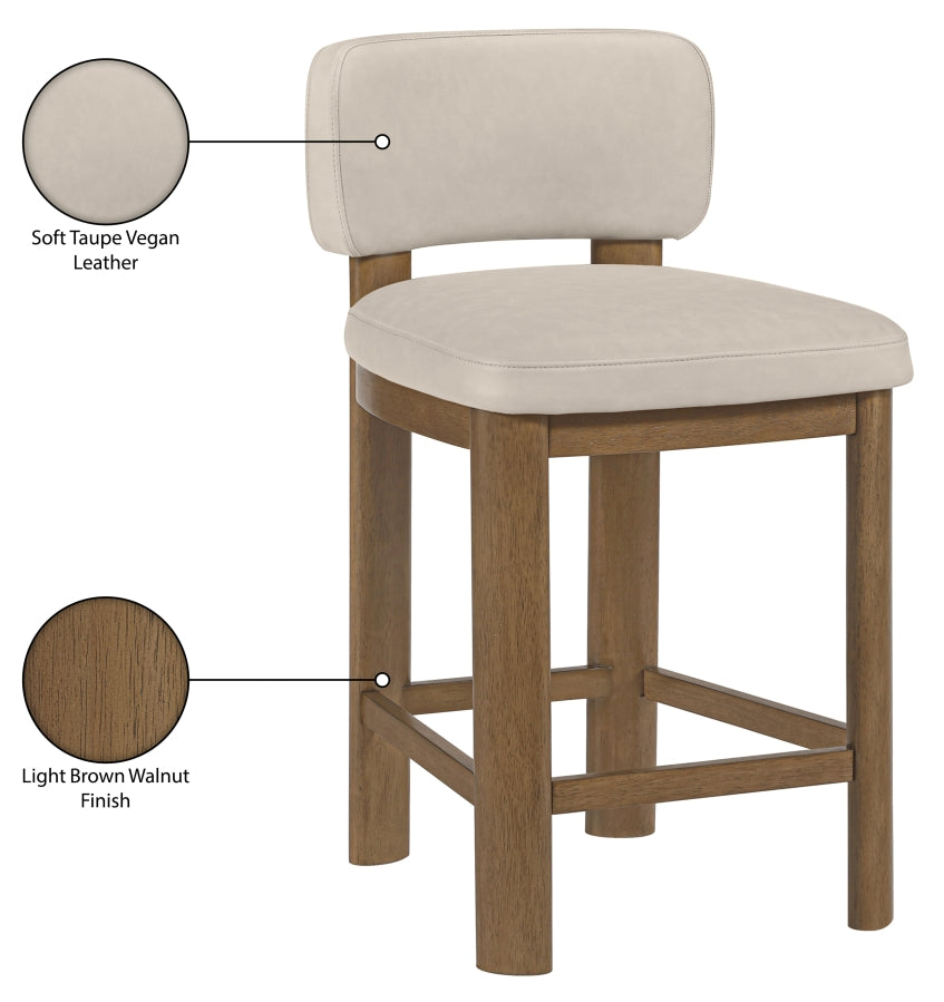 Paloma Vegan Leather Upholstered Counter Stool — 88055-C - Taupe - 88055Taupe-C Infographic