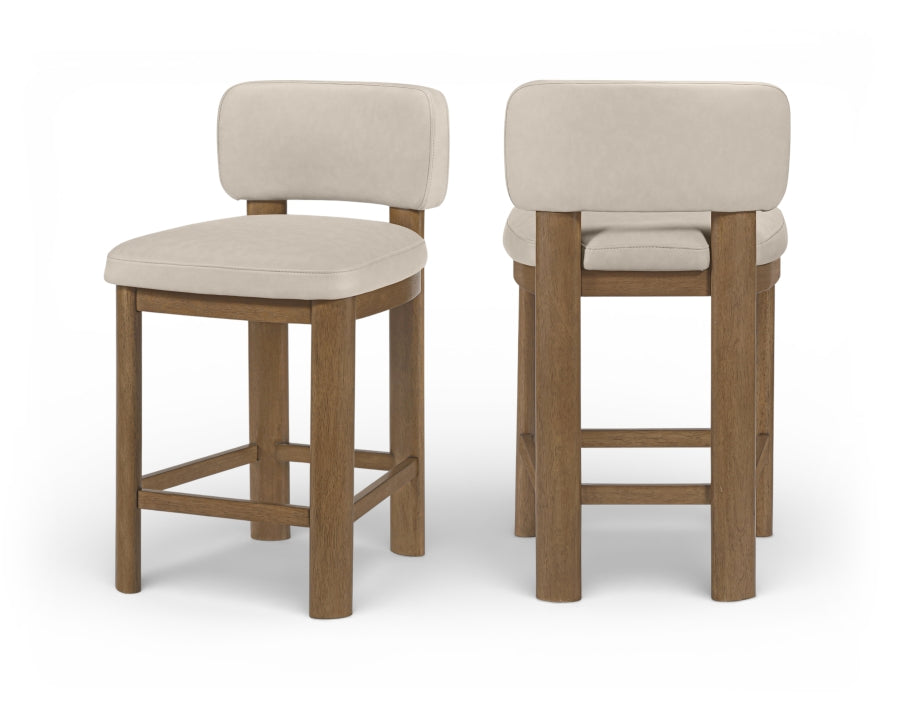 Paloma Vegan Leather Upholstered Counter Stool — 88055-C - Taupe - 88055Taupe-C Double Chair