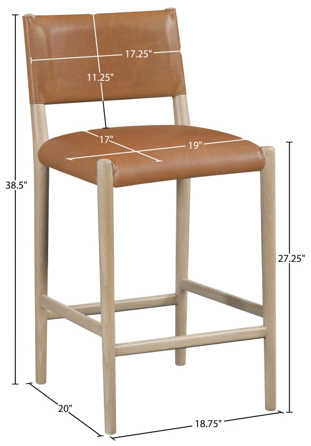 Andie Vegan Leather Upholstered Counter Stool — 88076-C - Cognac - 88076Cognac-C Dim