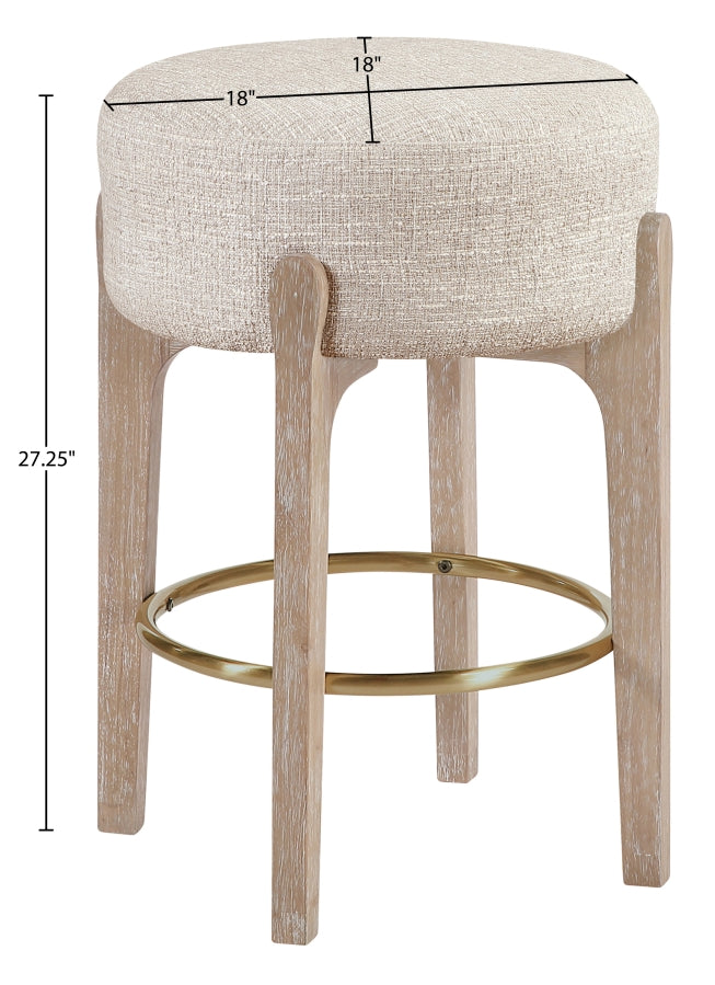 Torino Fabric Upholstered Counter Stool — 88004-C - Beige - 88004Beige-C Dim