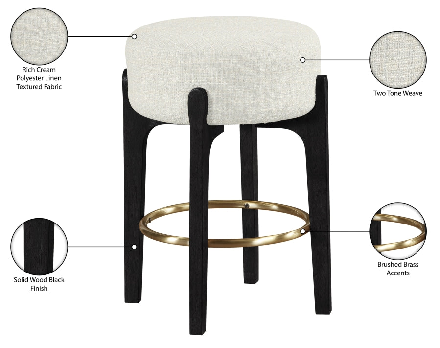 Torino Fabric Upholstered Counter Stool — 88006-C - Cream - 88006Cream-C Infographic