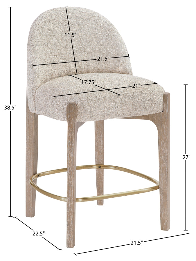 Torino Fabric Upholstered Counter Stool — 88007-C - Beige - 88007Beige-C Dim