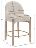 Torino Fabric Upholstered Counter Stool — 88007-C - Beige - 88007Beige-C Dim