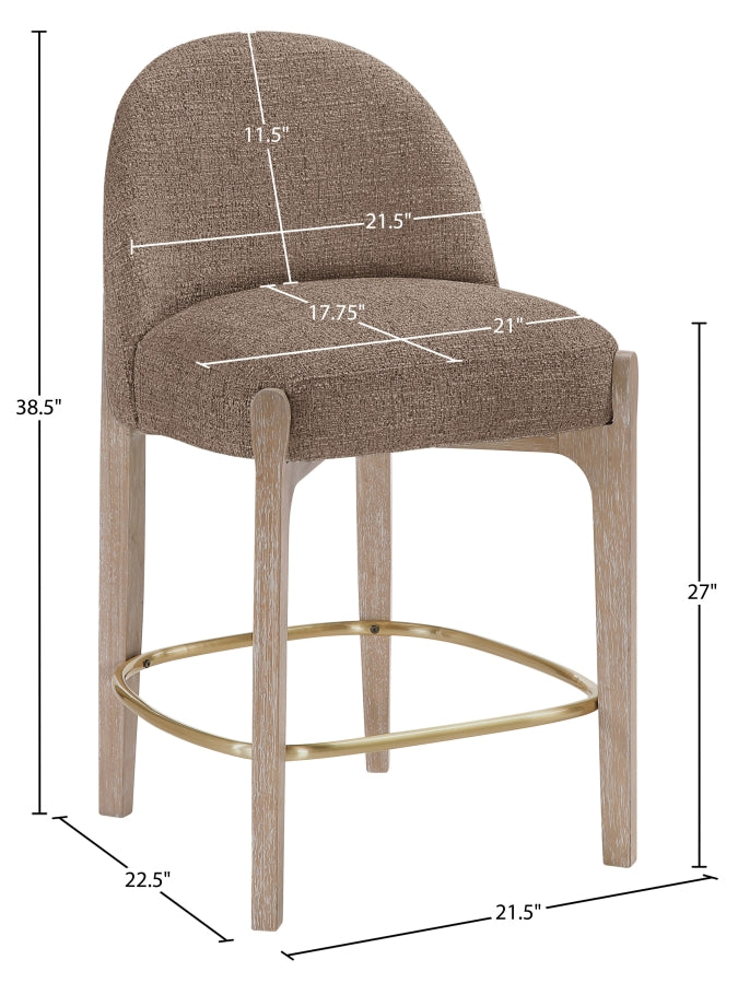 Torino Fabric Upholstered Counter Stool — 88007-C - Brown - 88007Brown-C Dim