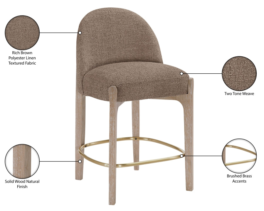 Torino Fabric Upholstered Counter Stool — 88007-C - Brown - 88007Brown-C Infographic