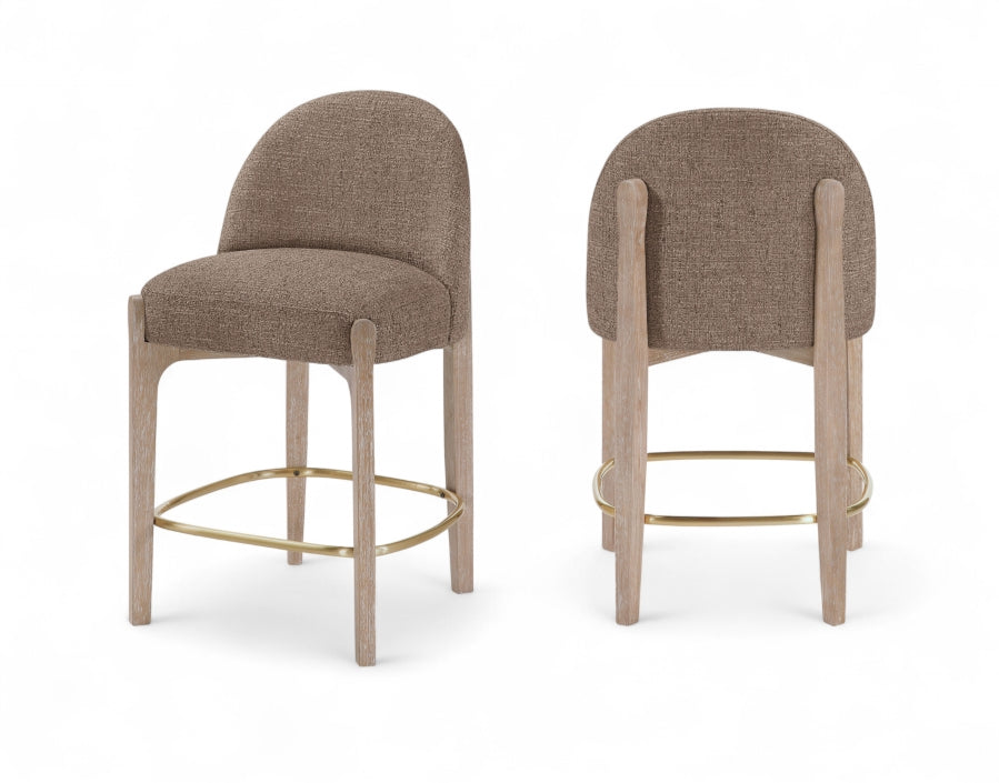 Torino Fabric Upholstered Counter Stool — 88007-C - Brown - 88007Brown-C Double Chair