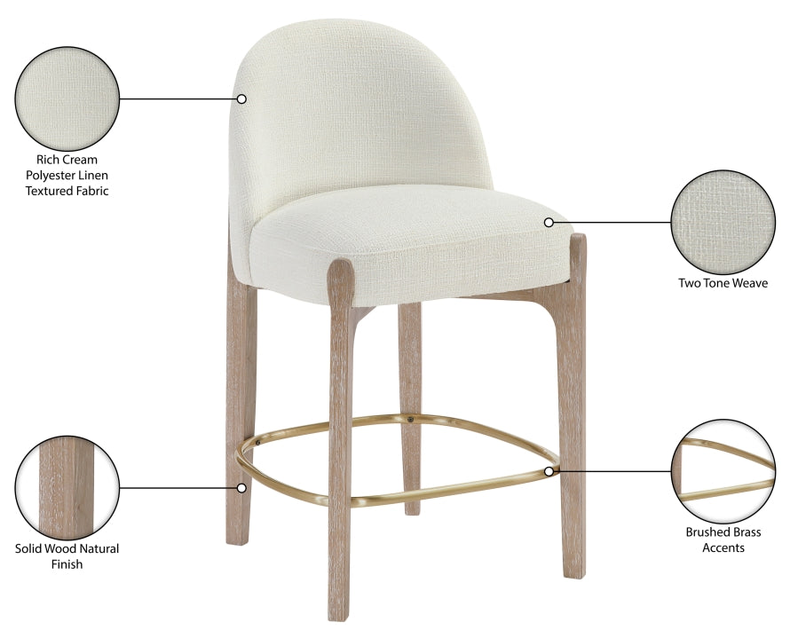 Torino Fabric Upholstered Counter Stool — 88007-C - Cream - 88007Cream-C Infographic