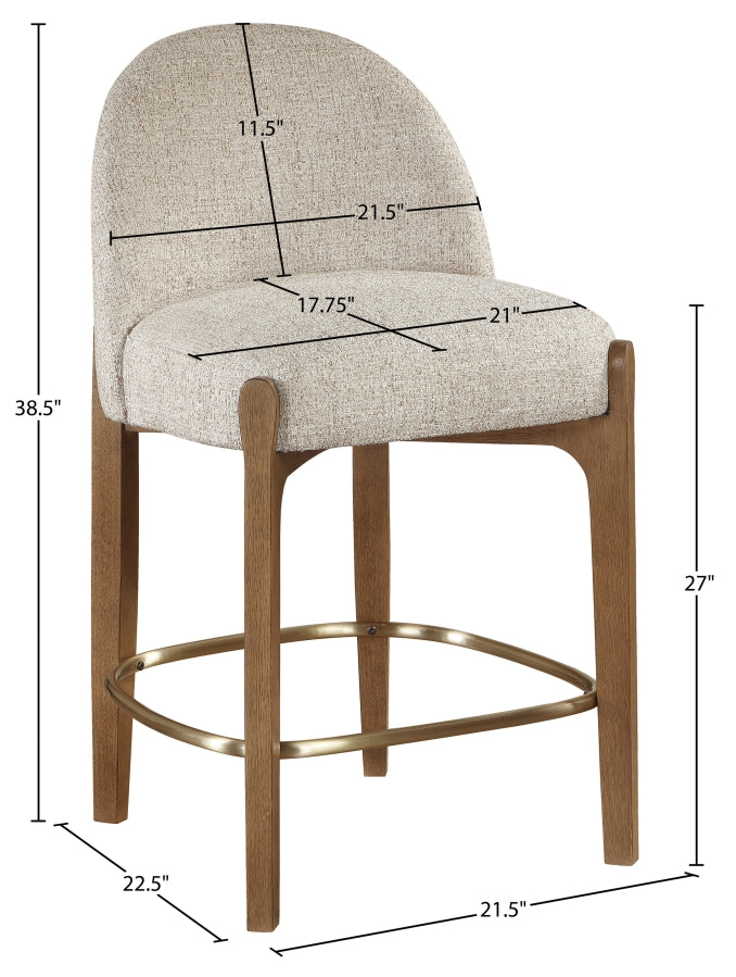 Torino Fabric Upholstered Counter Stool — 88008-C - Beige - 88008Beige-C Dim