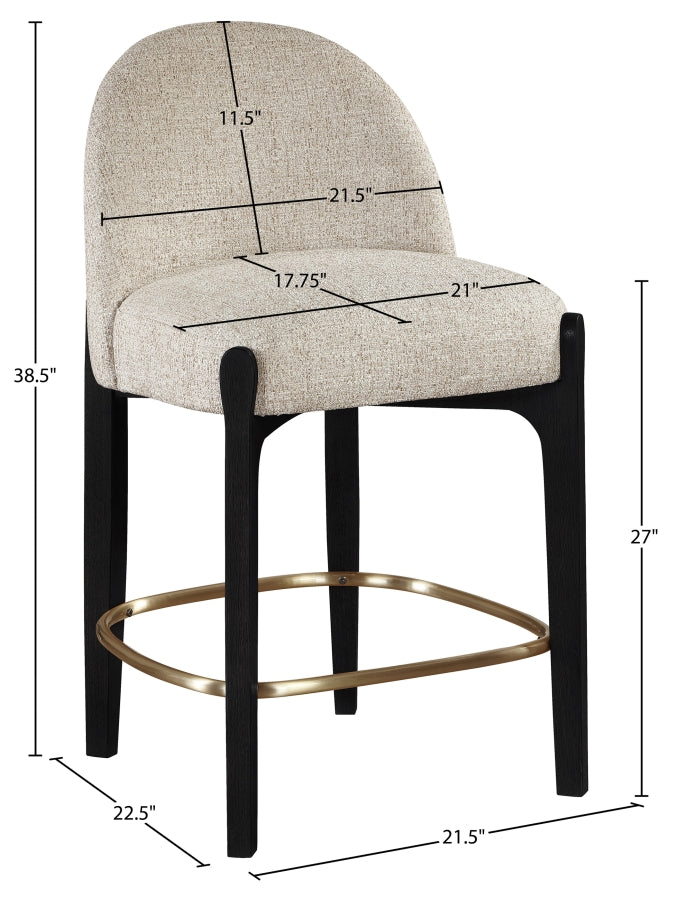 Torino Fabric Upholstered Counter Stool — 88009-C - Beige - 88009Beige-C Dim