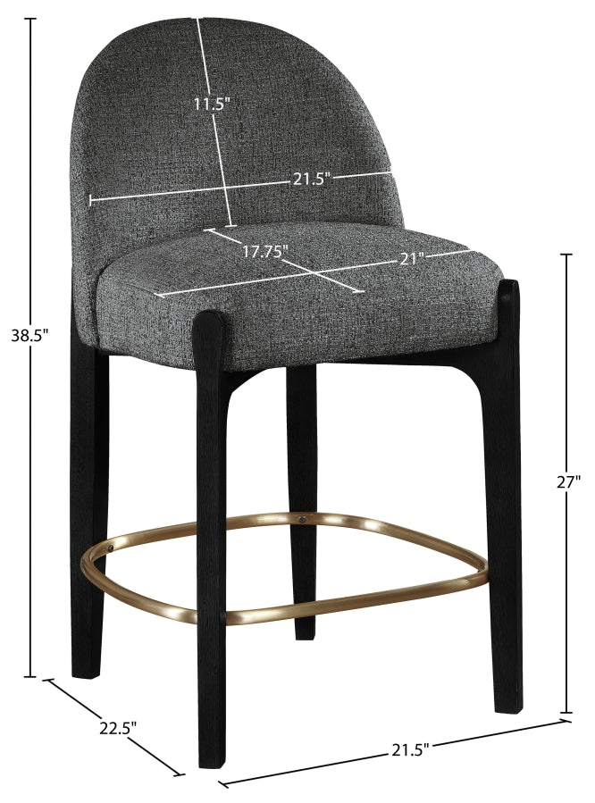 Torino Fabric Upholstered Counter Stool — 88009-C - Black - 88009Black-C Dim