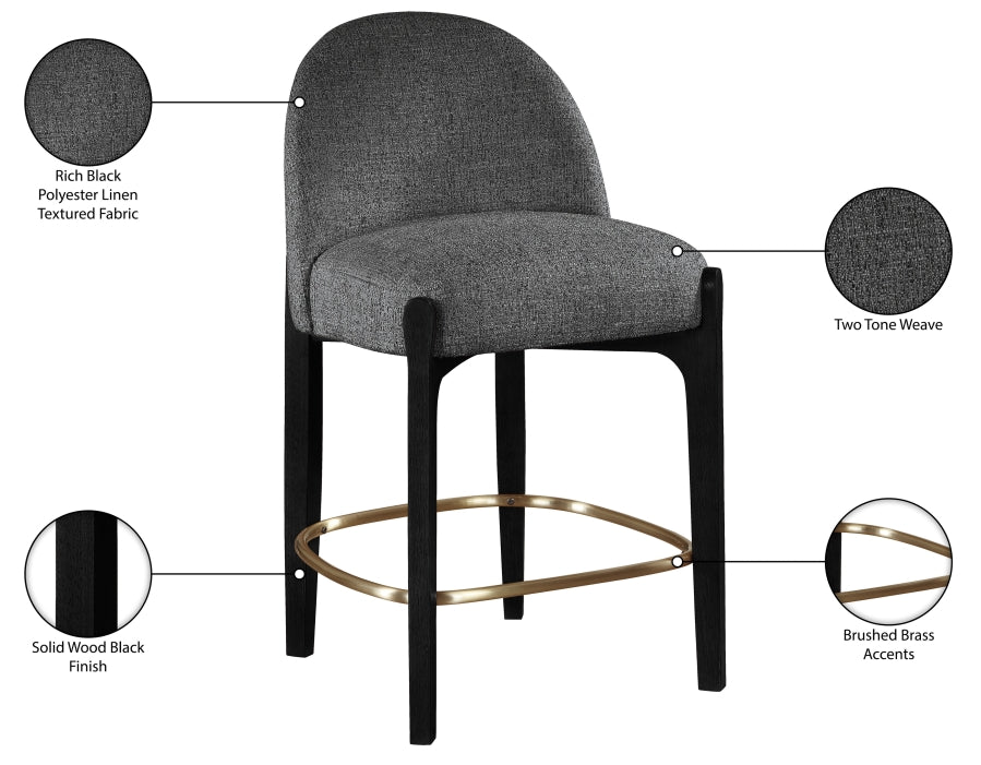Torino Fabric Upholstered Counter Stool — 88009-C - Black - 88009Black-C Infographic