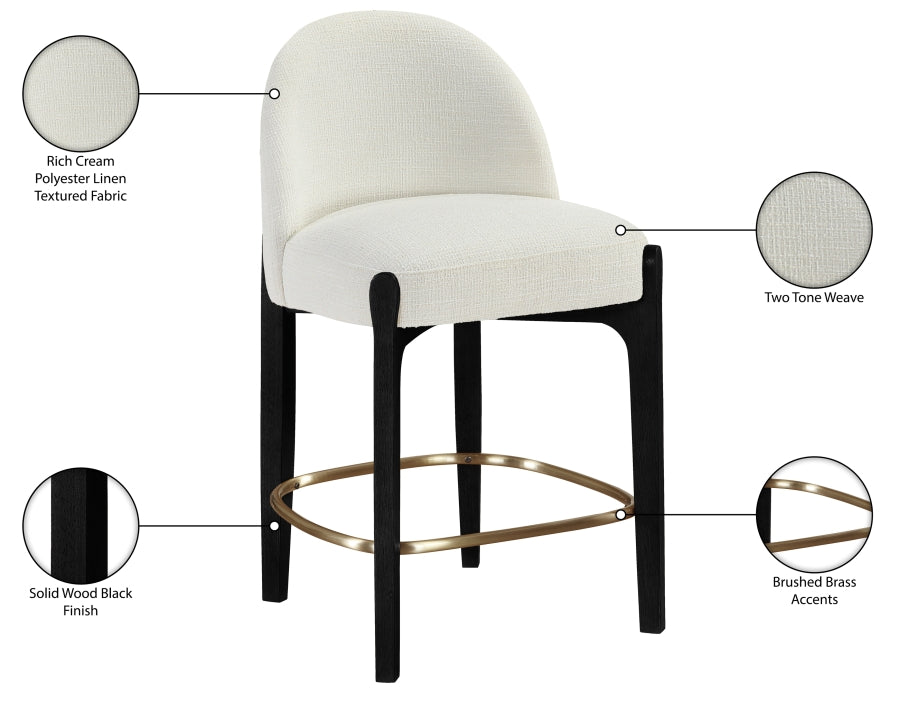Torino Fabric Upholstered Counter Stool — 88009-C - Cream - 88009Cream-C Infographic