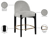 Torino Fabric Upholstered Counter Stool — 88009-C - Grey - 88009Grey-C Infographic